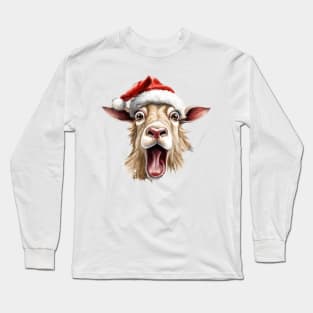 Funny Christmas Goat Face Long Sleeve T-Shirt
